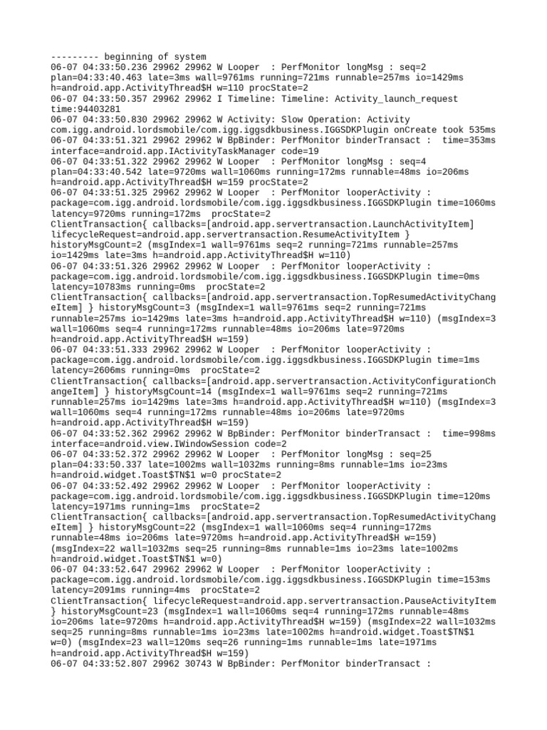Lords Mobile Performance Log Analysis | PDF | System Software | Software