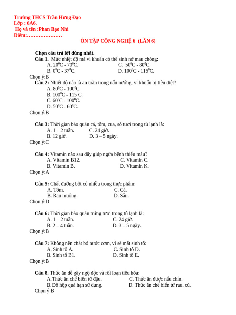 Cong Nghe 6 | PDF