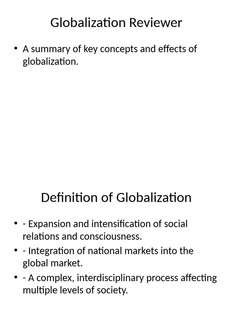 Key Concepts and Effects of Globalization | PDF