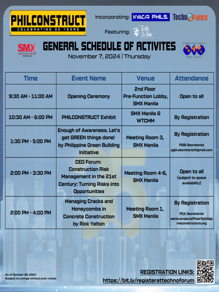 Philconstruct 2024 Event Schedule | PDF