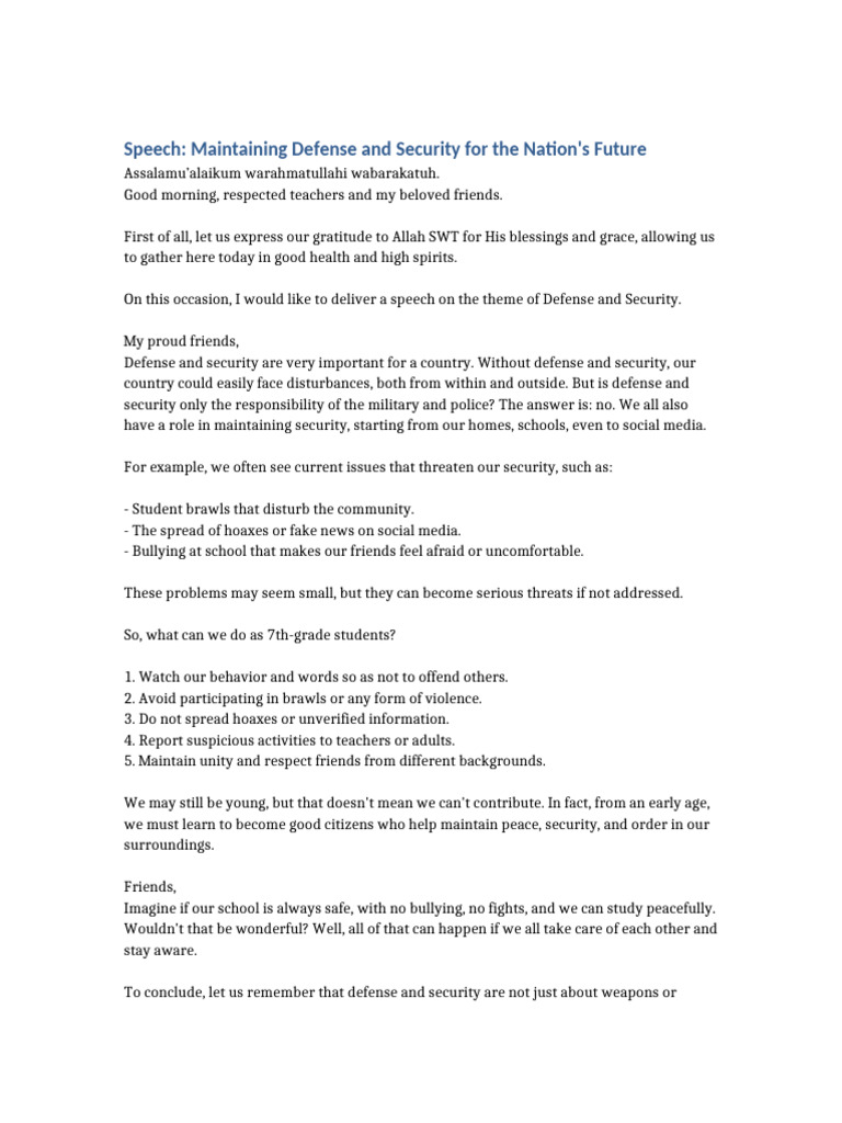 Role of Students in National Security | PDF