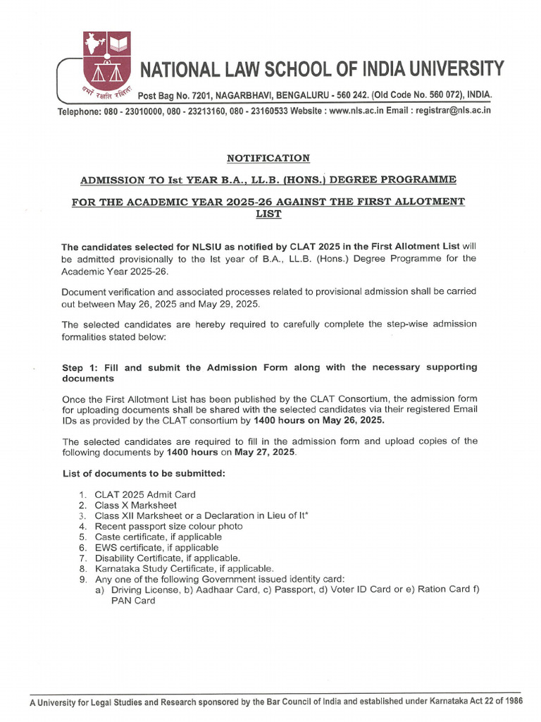 Counselling and Admission Notification BA LLB 19-05-2025 | PDF
