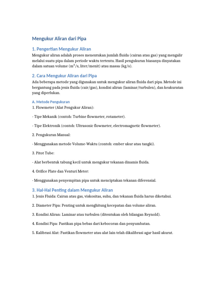 Mengukur Aliran Dari Pipa | PDF
