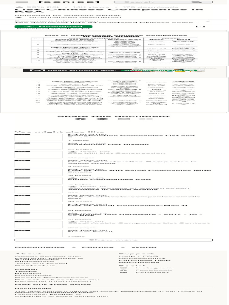List of Chinese Companies in KSA | PDF | Scribd | China