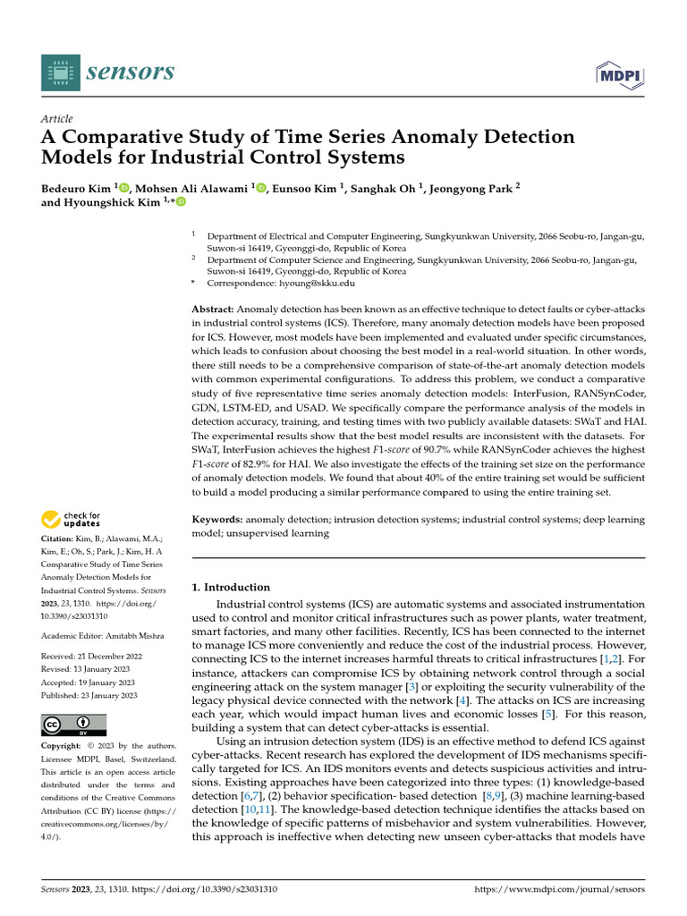 Time Series Anomaly Detection in ICS | PDF | Computer Security | Security