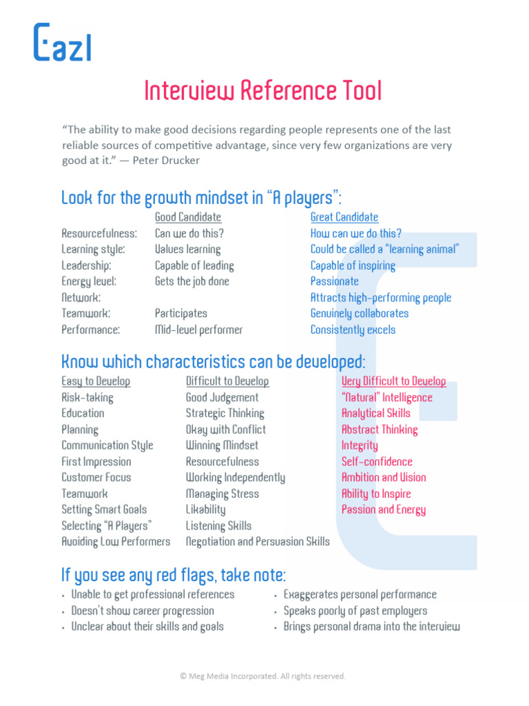 Interview Reference Tool for A Players | PDF | Social Psychology ...
