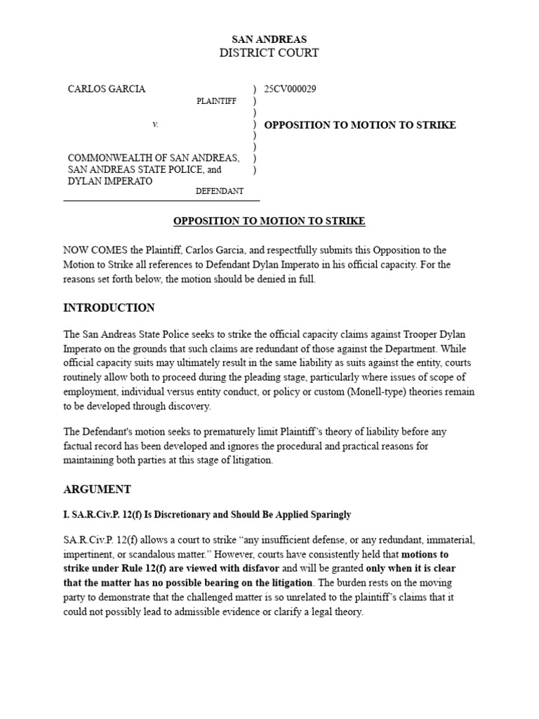 Plaintiff's Opposition | PDF | Lawsuit | Discovery (Law)