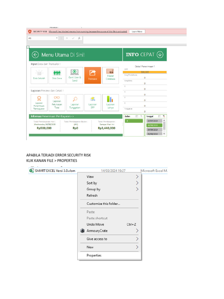 Tutorial Error Security Risk Smart Excel Versi 3.0 | PDF
