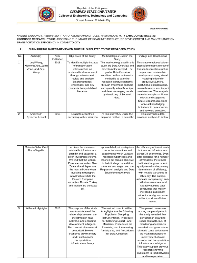 Impact of Road Infrastructure on Transportation Efficiency | PDF | Life ...