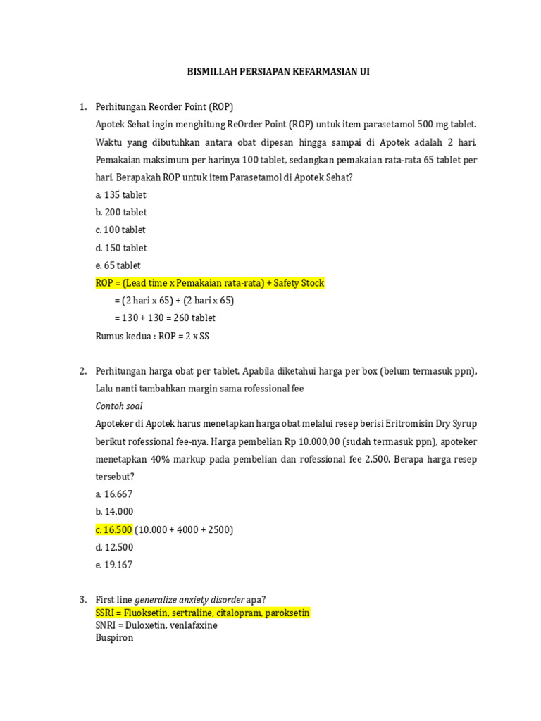 Perhitungan ROP dan Harga Obat di Apotek | PDF