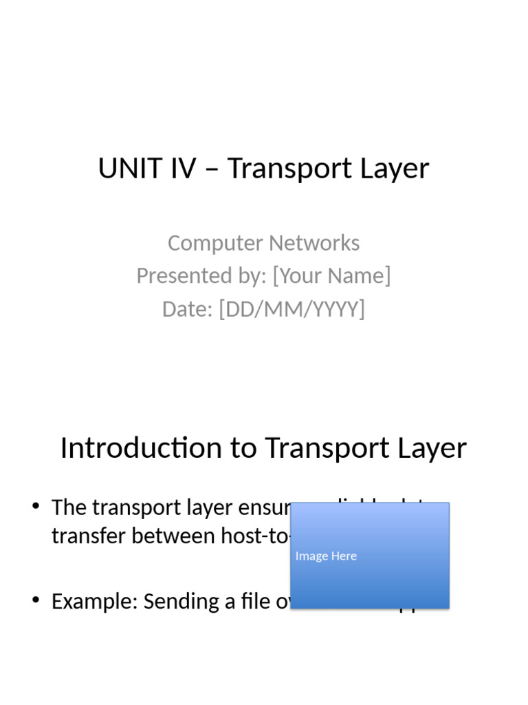 UNIT IV Transport Layer | PDF | Transmission Control Protocol ...