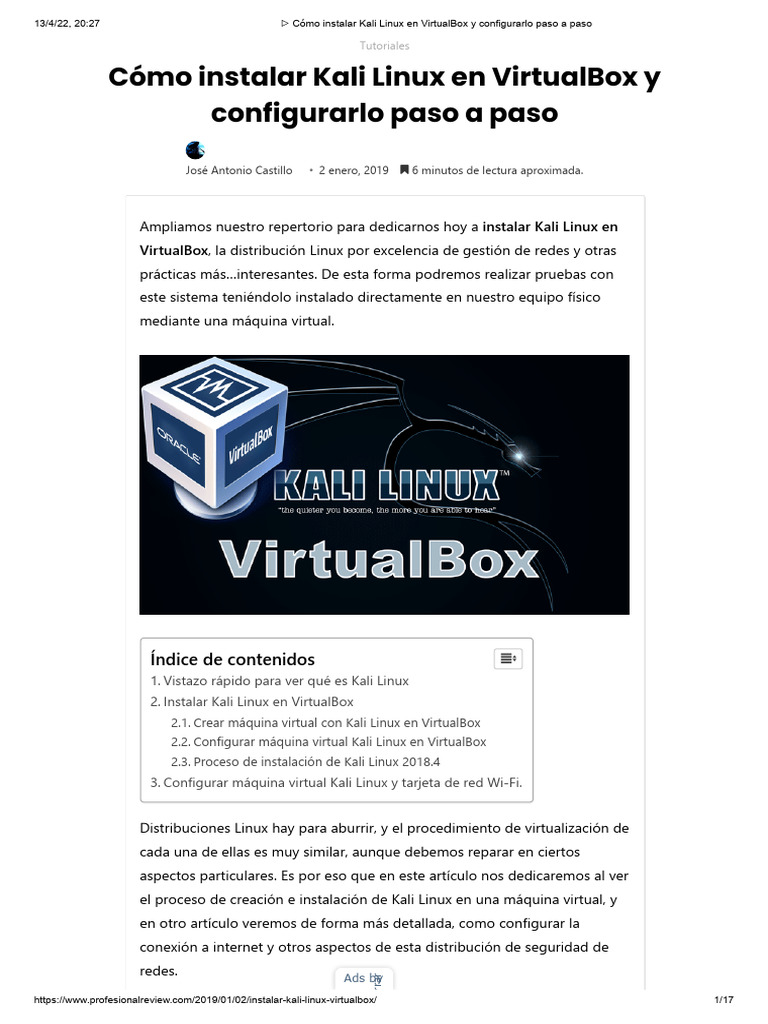 Instalar Kali Linux en VirtualBox | PDF | Distribución de Linux | Arranque