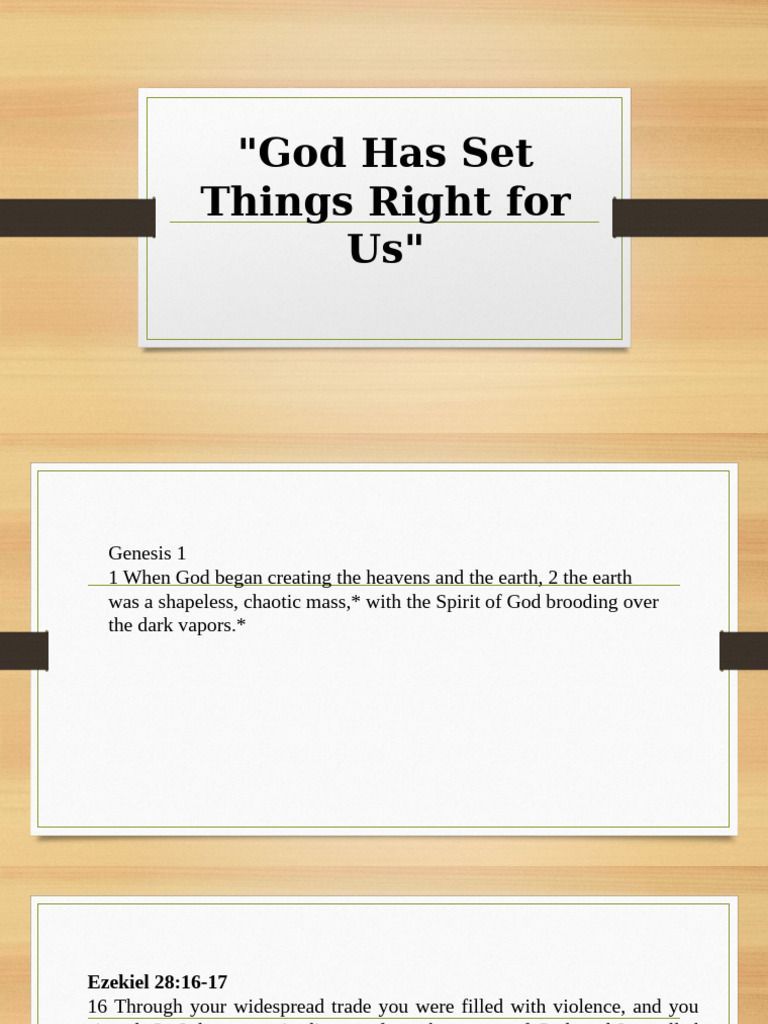 God Has Set Things Right For Us | PDF | Covenant (Biblical) | Weekly ...