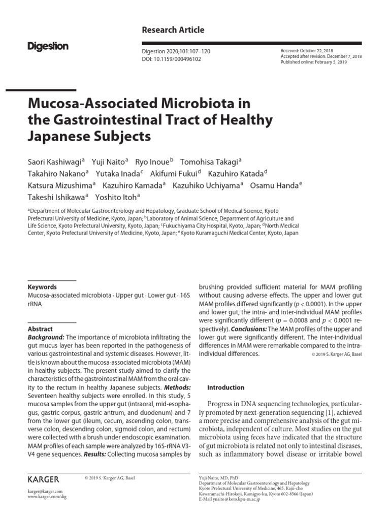 Mucosa-Associated Microbiota in The Gastrointestinal Tract | PDF ...