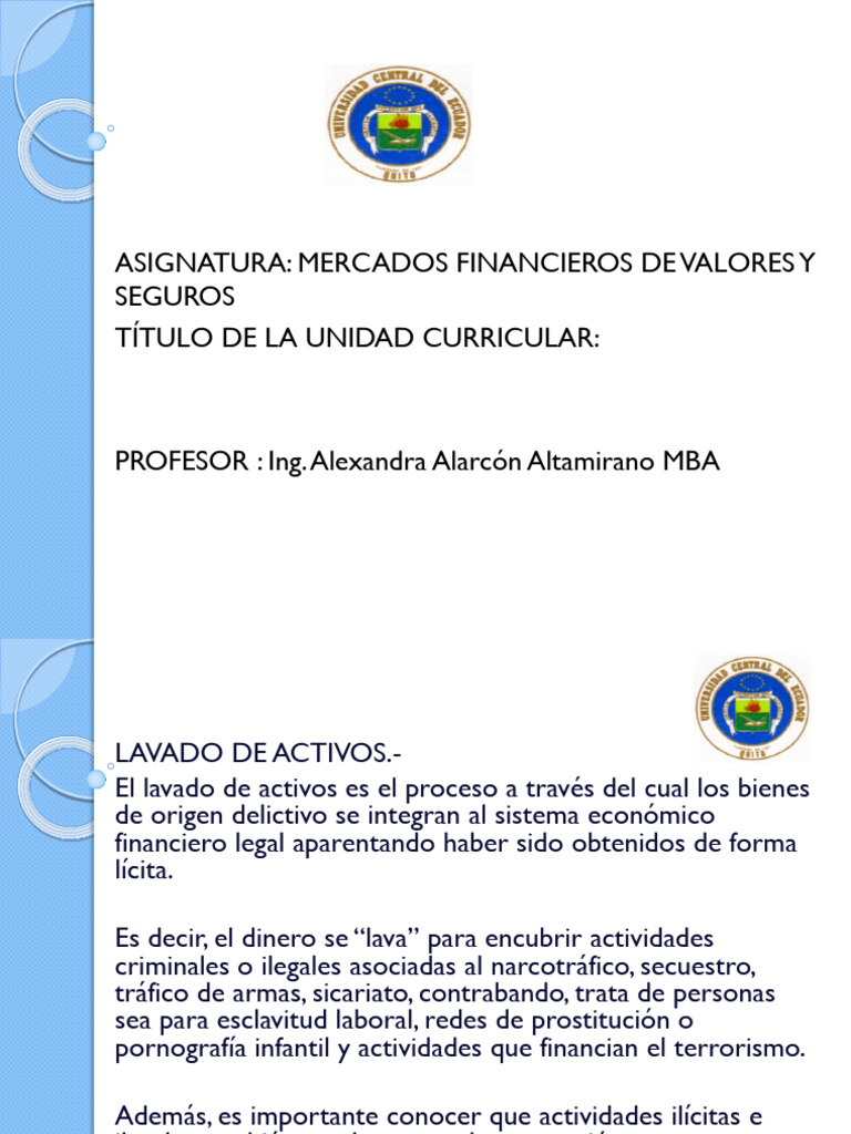 Etapas y Prevención del Lavado de Activos | PDF | Lavado de dinero | Dinero