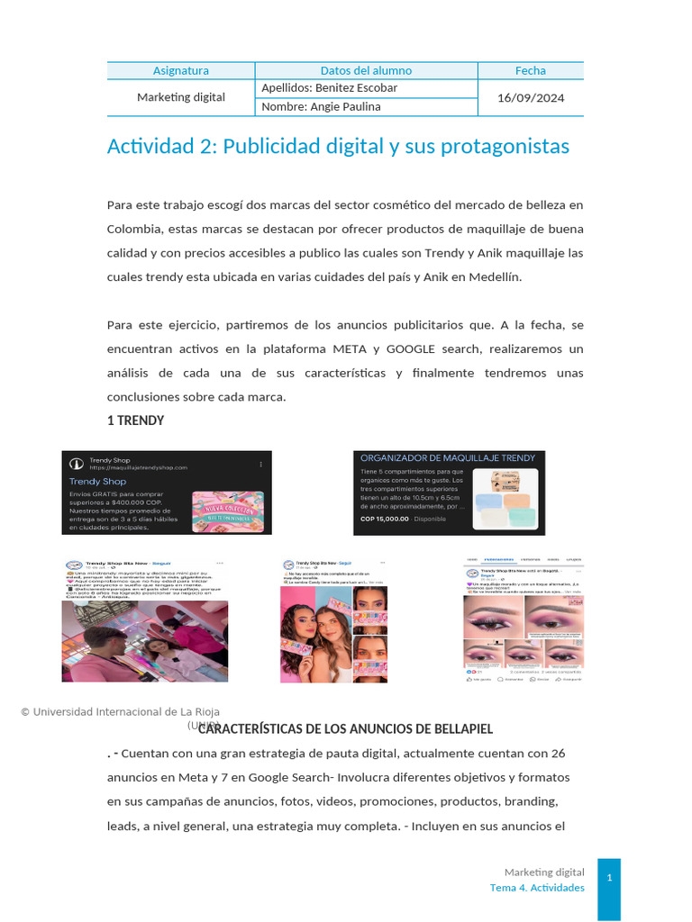 Actividad 2 de Marketing Relaizada | PDF | Publicidad digital | Marketing