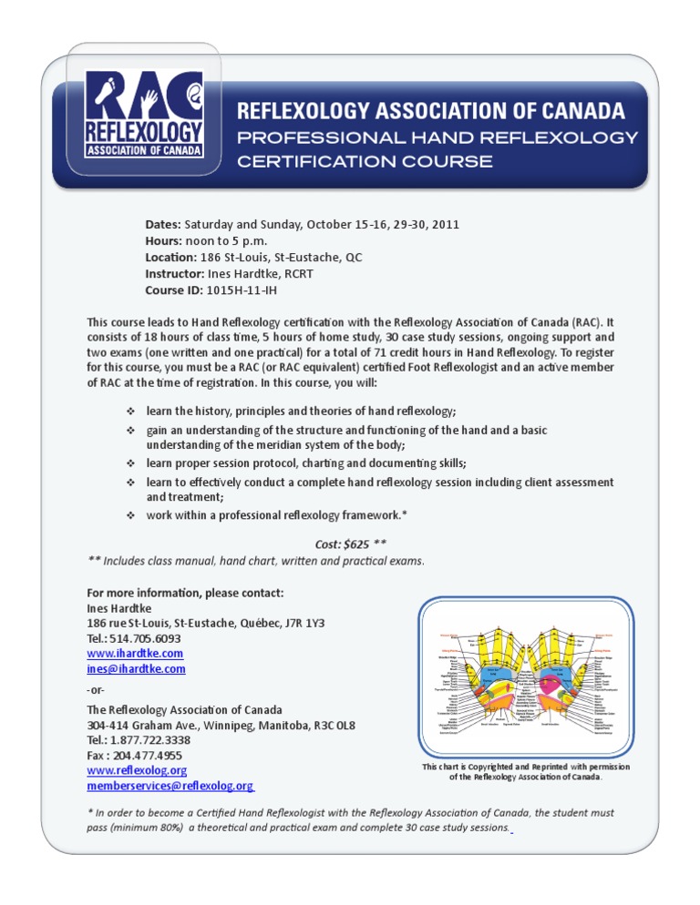 Reflexology Association of Canada: Professional Hand Reflexology ...