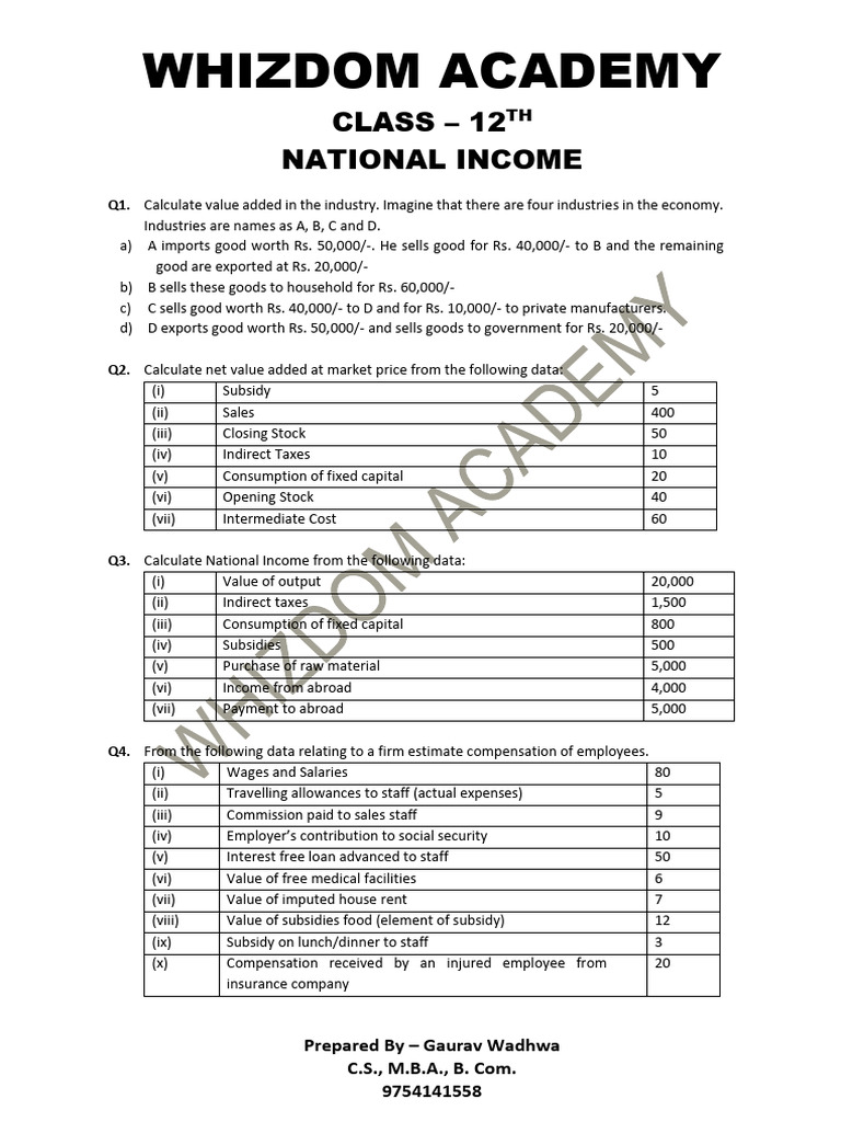 National Income Calculations Guide | PDF | Measures Of National Income ...