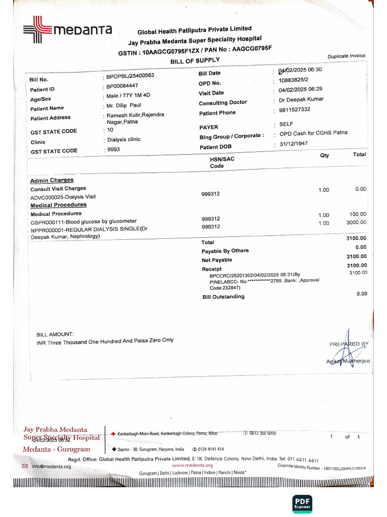 Dialysis Bills Feb2025 | PDF