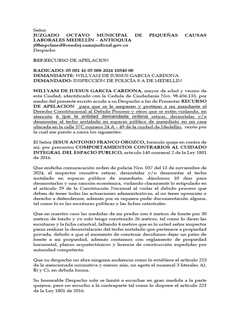 Accion de Tutela Popr Violacion Al Debido Proceso | PDF | Debido al ...