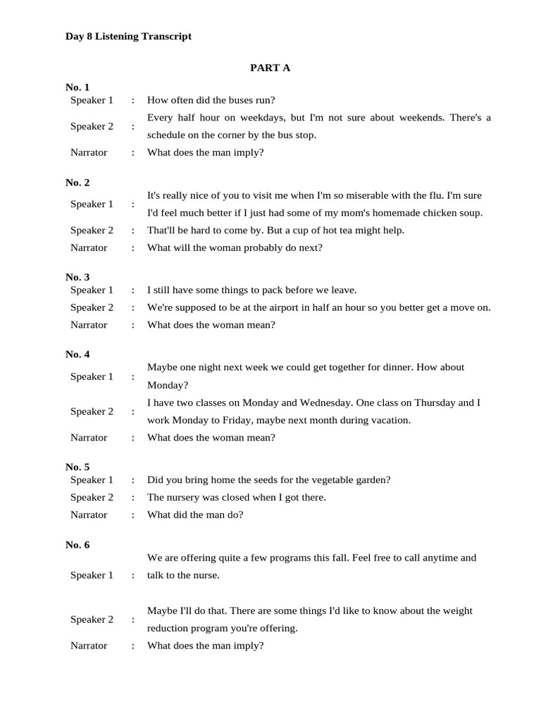 Day 8 - Listening Transcript | PDF | Climate | Penguin