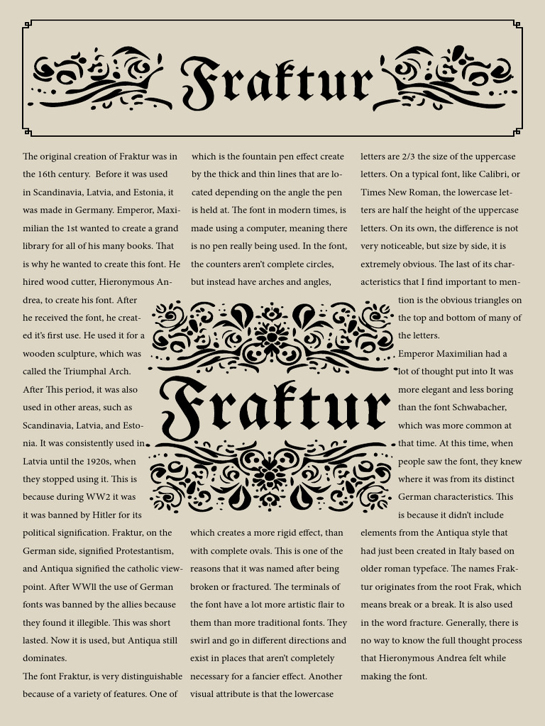 History and Features of Fraktur Font | PDF | Typography | Writing