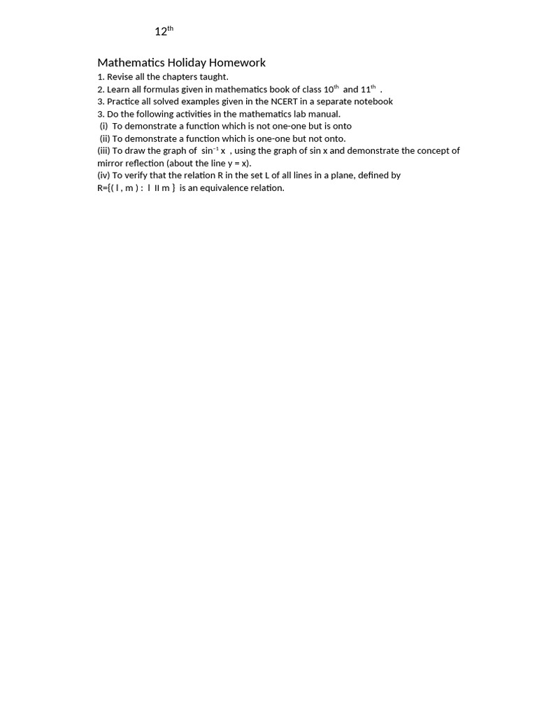 Balvatika Mathematics Holiday Homework | PDF