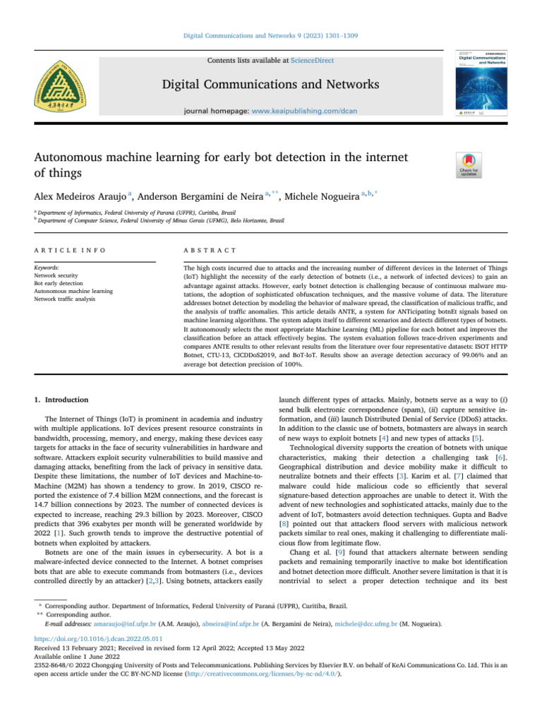 1 s2.0 S235286482200102X Main | PDF | Machine Learning | Computer Network