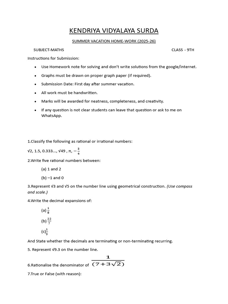 9th-summer-holiday-homework-pdf