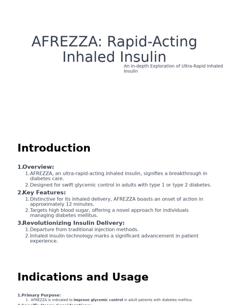 AFREZZA: Rapid Inhaled Insulin Overview | PDF | Diabetes Management ...