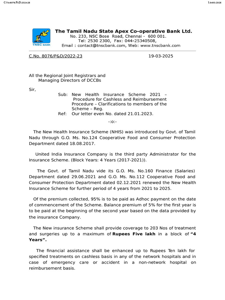 Tamil Nadu Government Health Insurance 2021 | PDF | Insurance ...