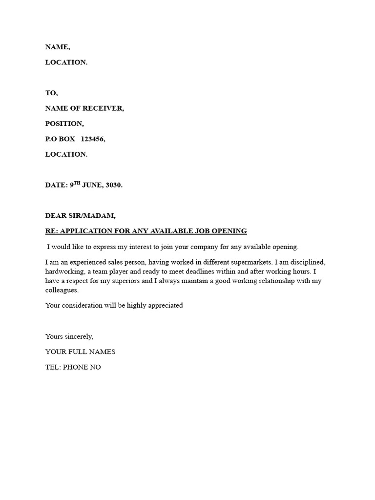 Application Letter Format | PDF