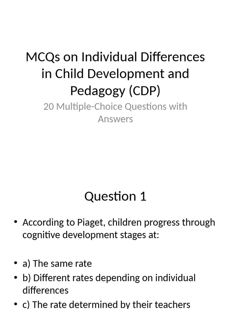 MCQs on Piaget's Cognitive Development | PDF | Cognitive Development ...