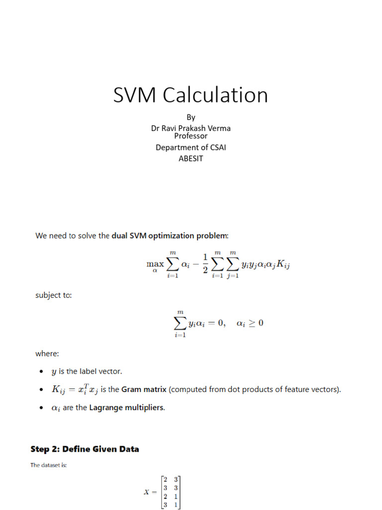 SVM Calculations | PDF