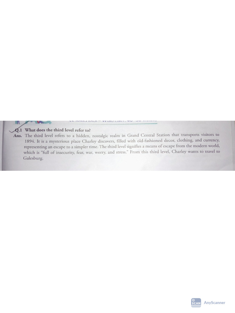Class 12th English Vistas Chapter 1st the THIRD LEVEL | PDF