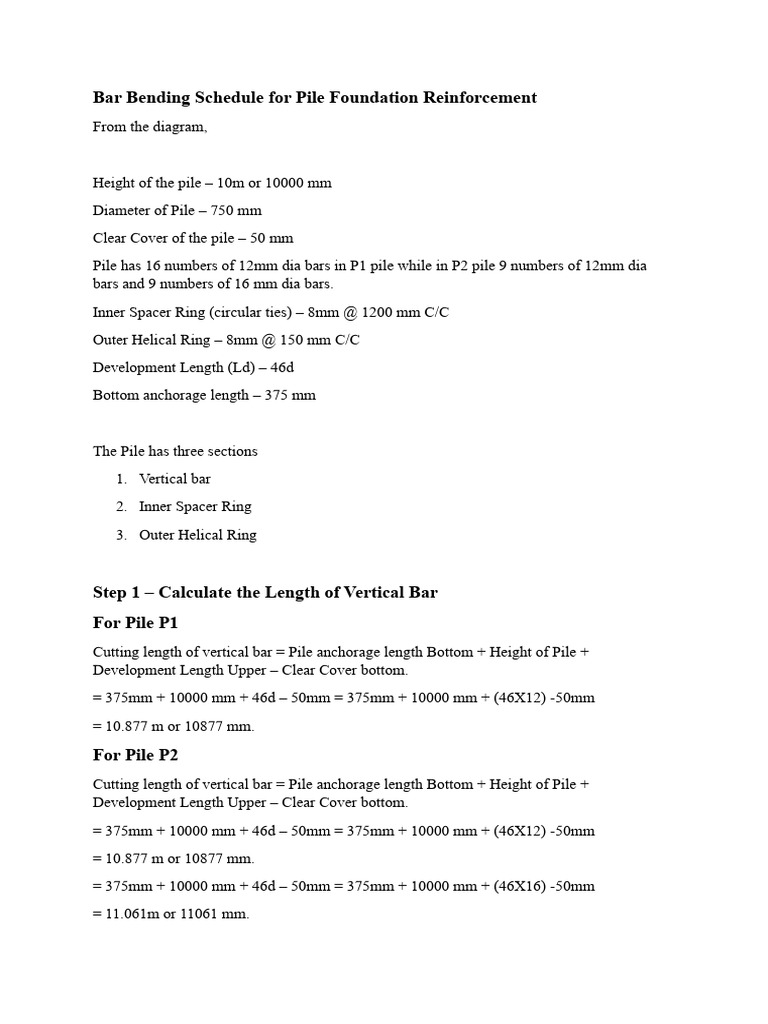 Pile Foundation Bar Bending Schedule | PDF | Analytic Geometry ...