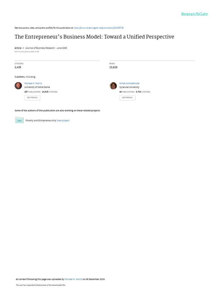 Unified Framework for Business Models | PDF | Business Model ...