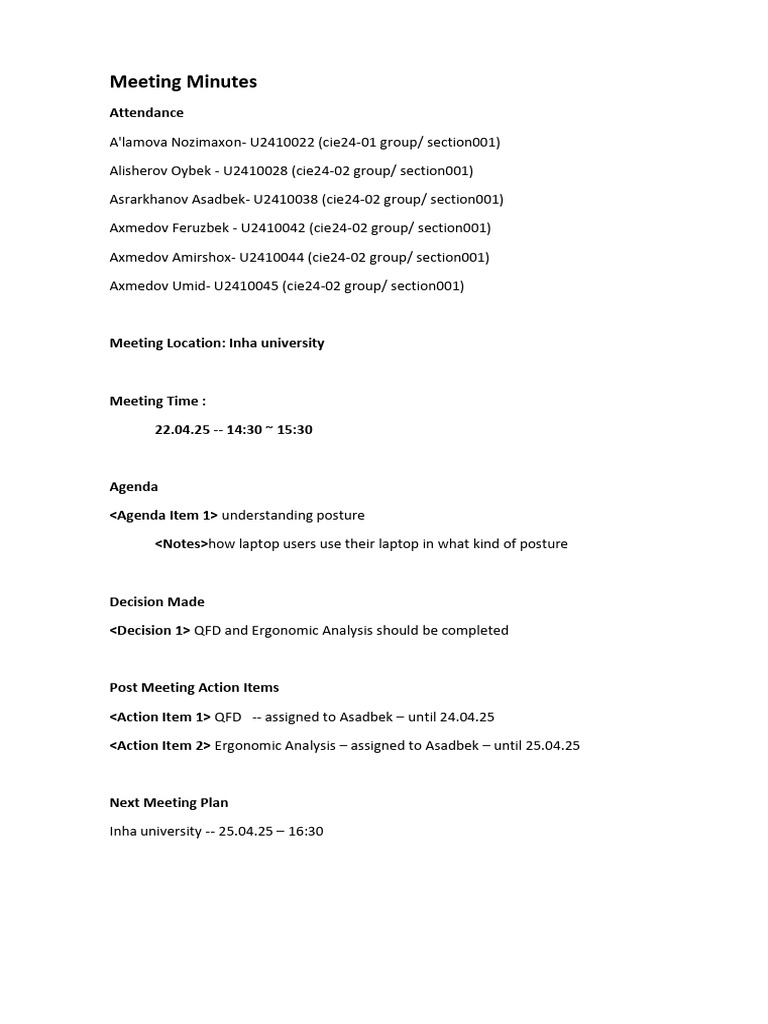 Meeting Minutes 2 | PDF