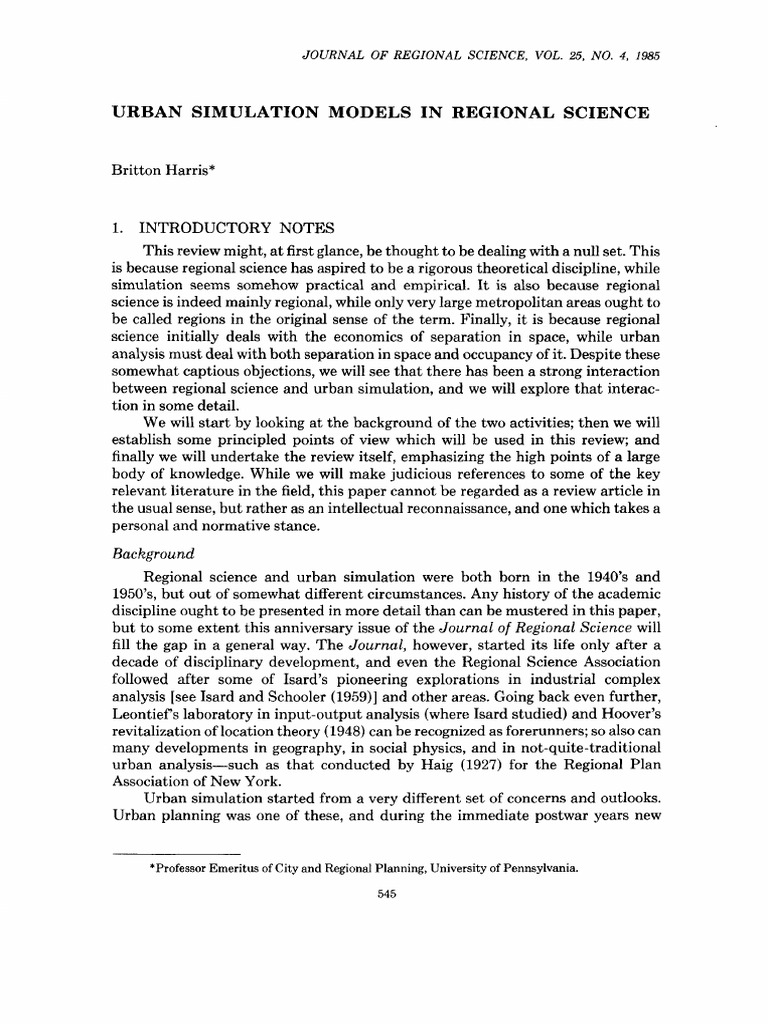 Urban Simulation Models in Regional Science | PDF | Mathematical ...