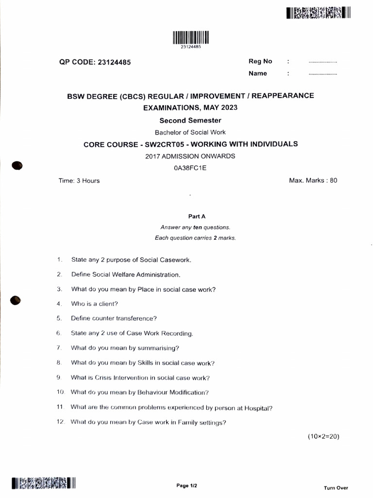 BSW Exam Questions: Social Case Work | PDF | Social Work | Psychotherapy