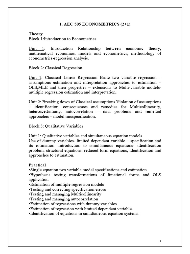 Econometrics Overview for Ethiopia | PDF | Econometrics | Regression ...