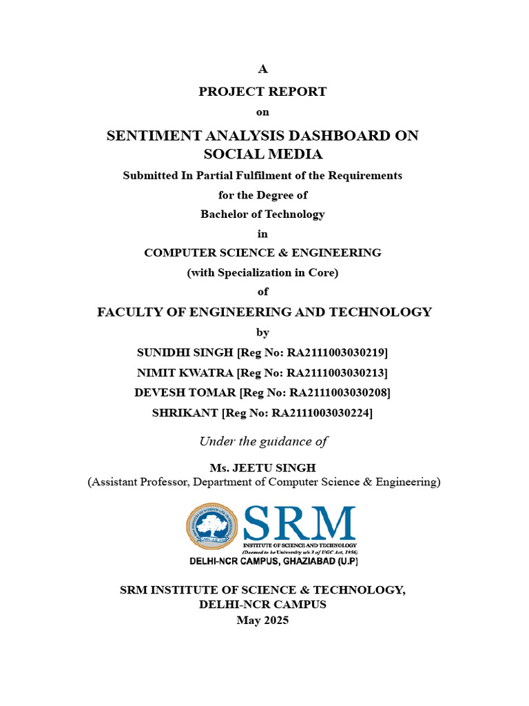 Sentiment Analysis Dashboard Project | PDF | Support Vector Machine ...