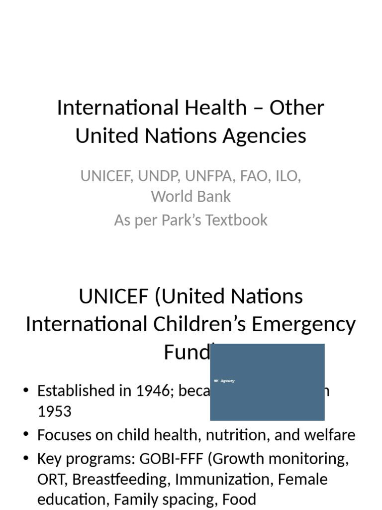 UN Agencies in Global Health Initiatives | PDF | World Bank | Food And ...