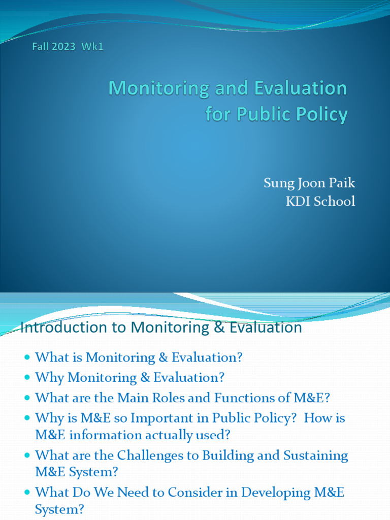 Monitoring & Evaluation in Public Policy | PDF | Evaluation | Policy