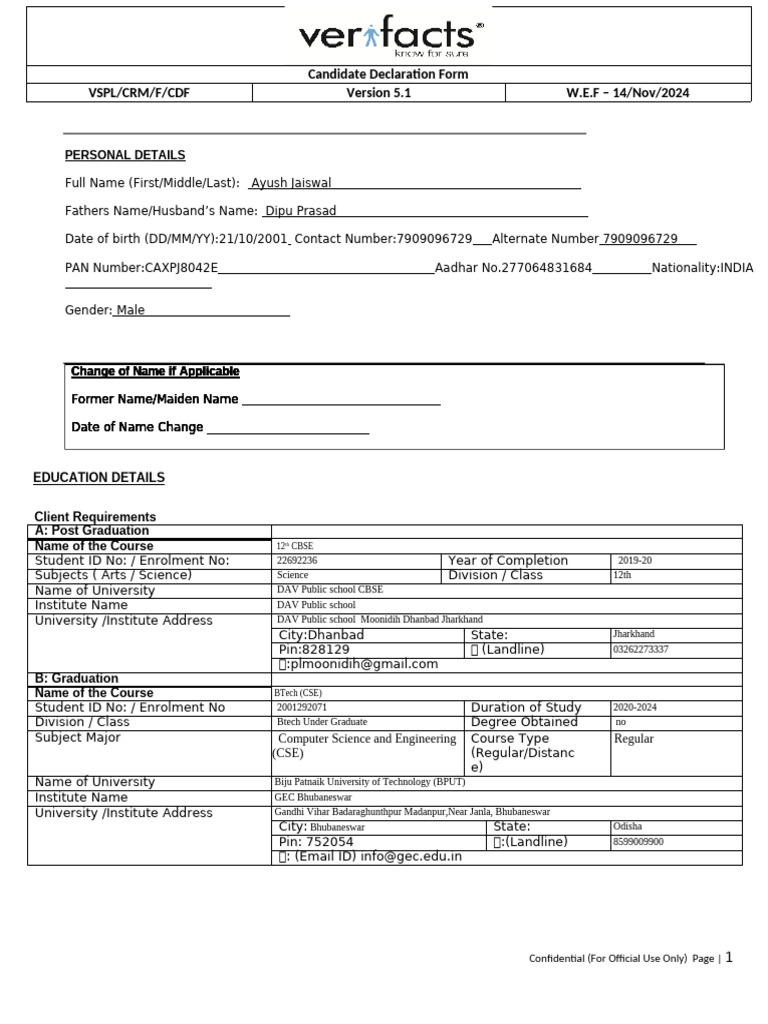 Candidate Declaration Form | PDF | Justice | Crime & Violence