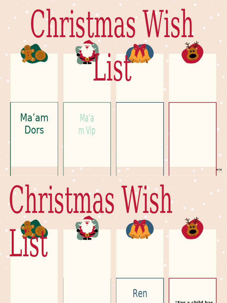 Printable Christmas Lists List 18 | PDF