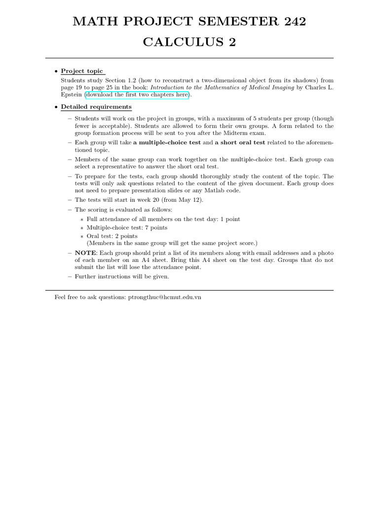 Calculus 2 Project | PDF