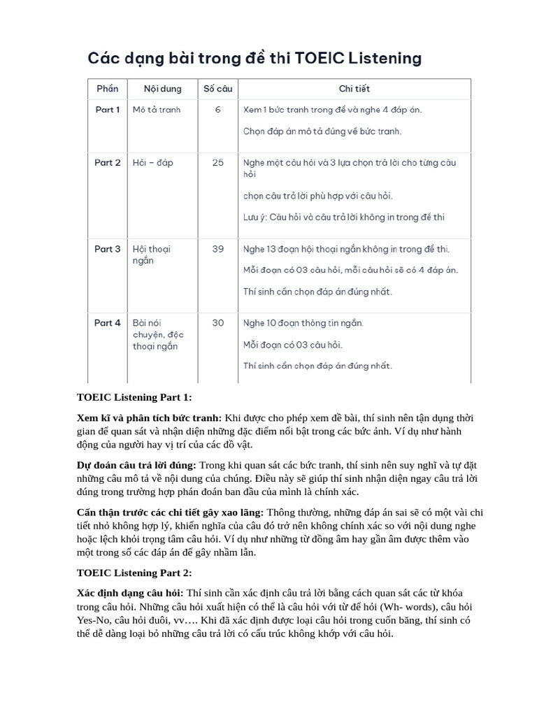 TOEIC Listening | PDF