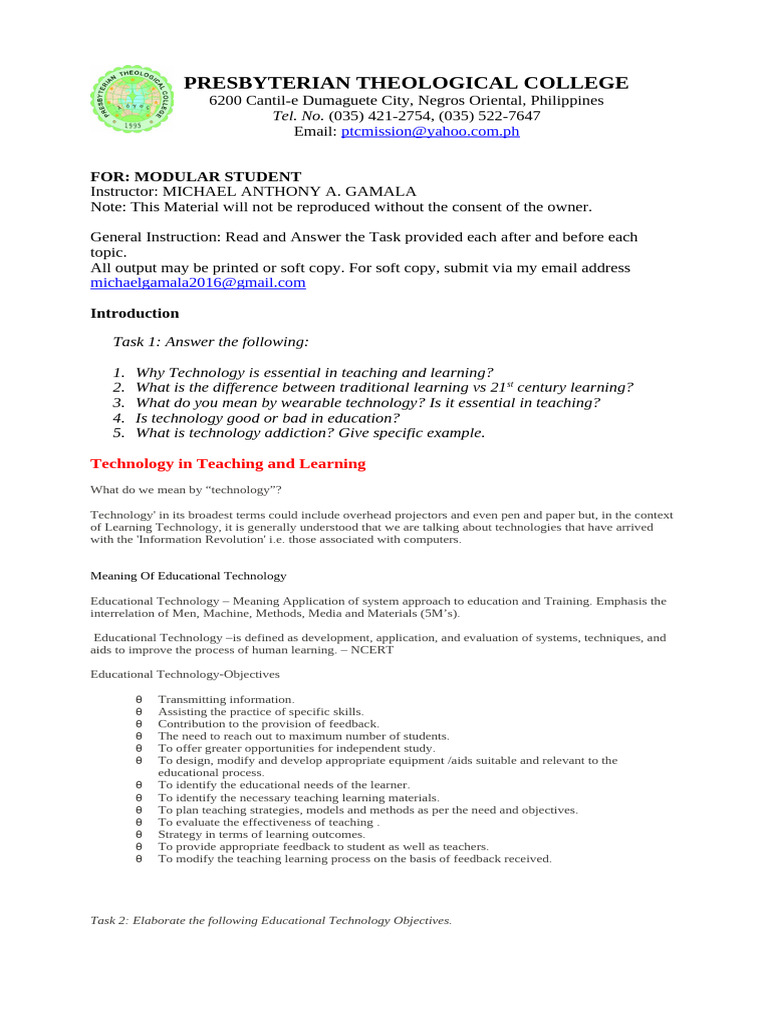 Ed106 - Technology in Education | PDF | Educational Technology | Learning