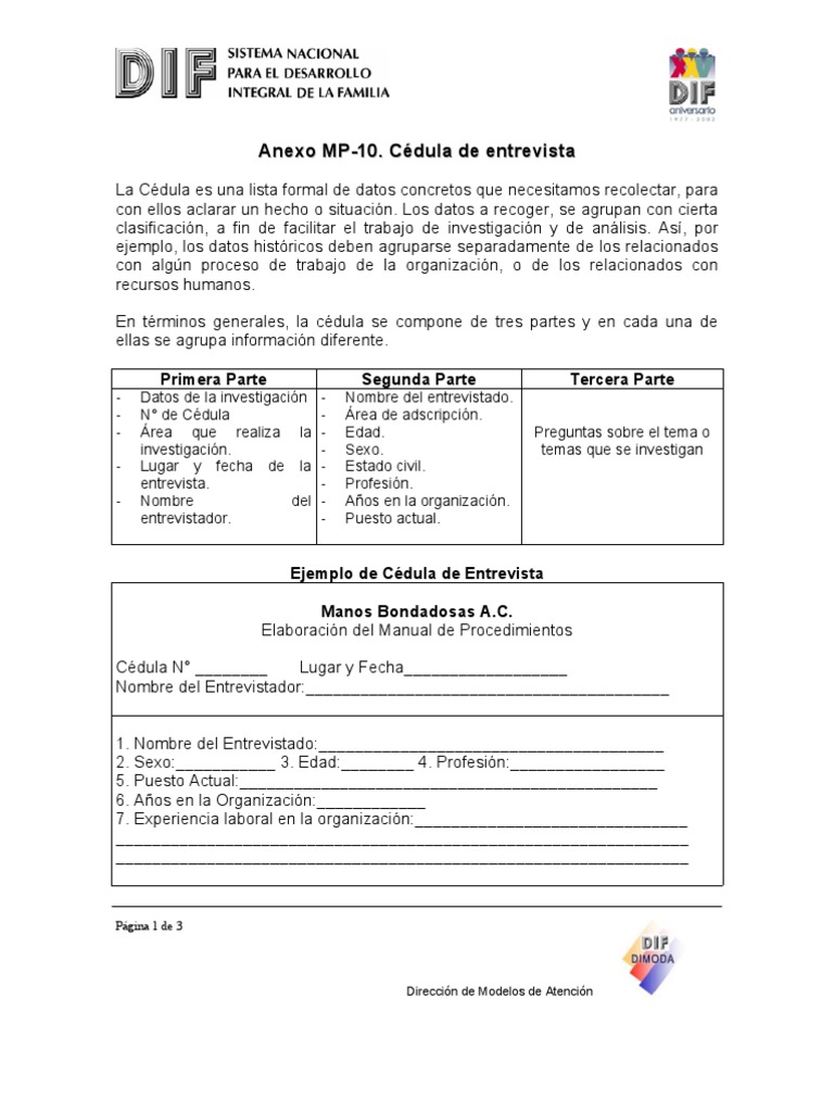 cedula de entrevista